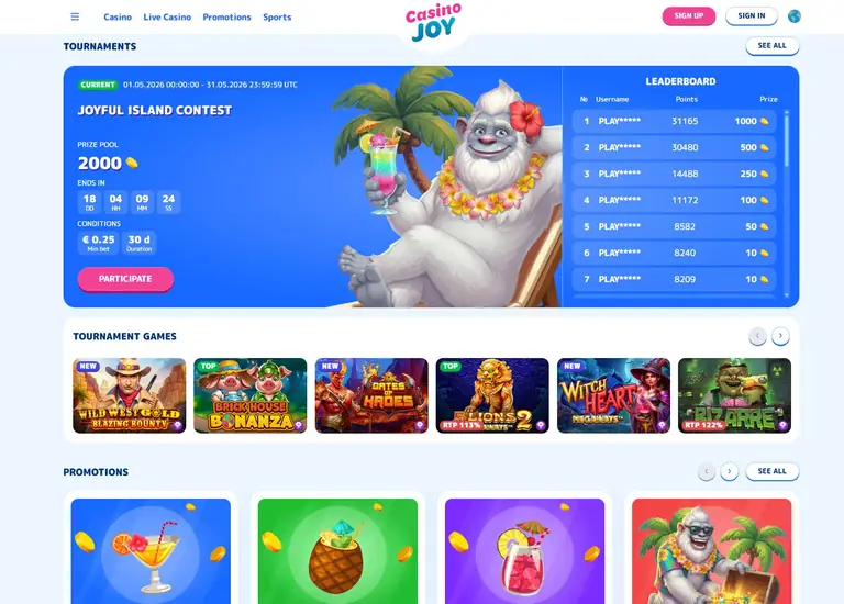 CasinoJoy live casino screenshot