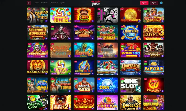 Jettbet slots screenshot